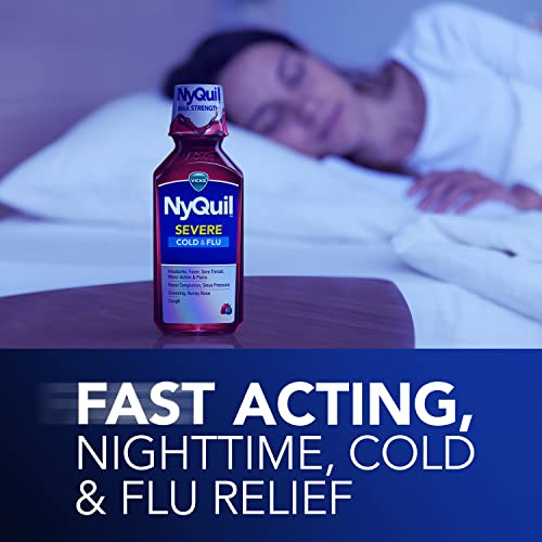 Vicks NyQuil Severe Cold & Flu Nighttime Relief Berry Flavor Liquid 8 Fl Oz