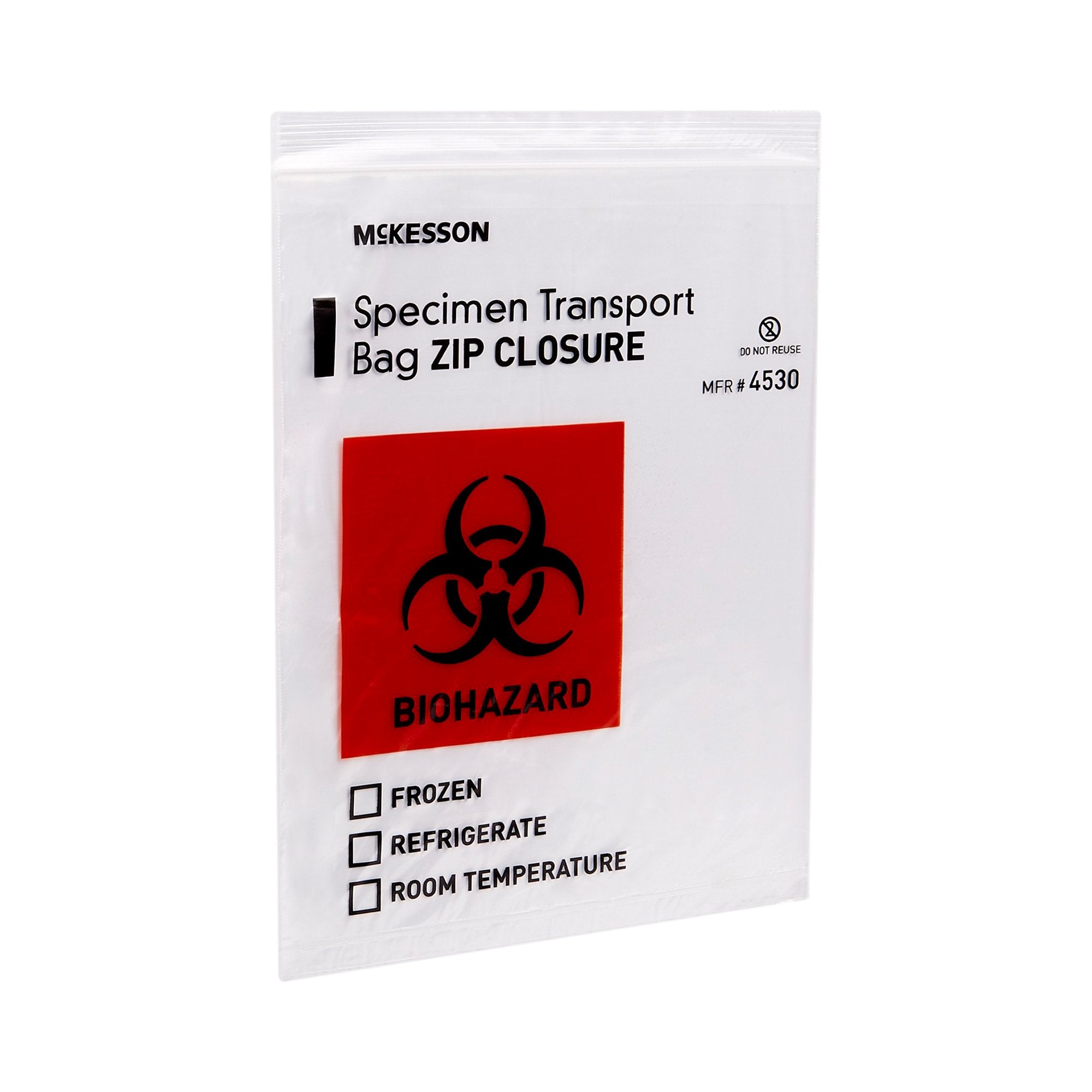 Specimen Transport Bag McKesson 8 X 10 Inch Zip Closure Biohazard Symbol / Storage Instructions NonSterile