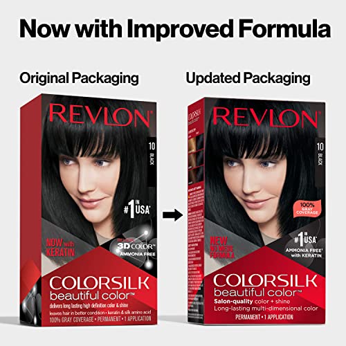Colorsilk Beautiful Color Permanent Hair Color, Long-Lasting High-Definition Color, Shine & Silky Softness with 100% Gray Coverage, Ammonia Free, 011 Soft Black, 1 Pack