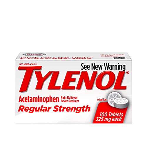 Tylenol Regular Strength Tablets, Acetaminophen Pain Reliever & Fever Reducer, 100 ct
