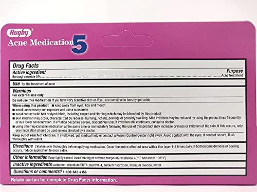 Benzoyl Peroxide 5% Generic for Oxy Balance Acne Medication Gel for Treatment and Prevention of Acne Pimples, Acne Blemishes, Blackheads or Whiteheads. 1.5 oz. per Tube Pack 8 Total 12 oz.