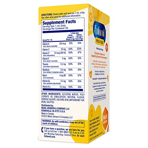 Enfamil Poly-Vi-Sol Liquid Multivitamin Supplement for Infants and Toddlers, 50 mL dropper bottle (Packaging May Vary)