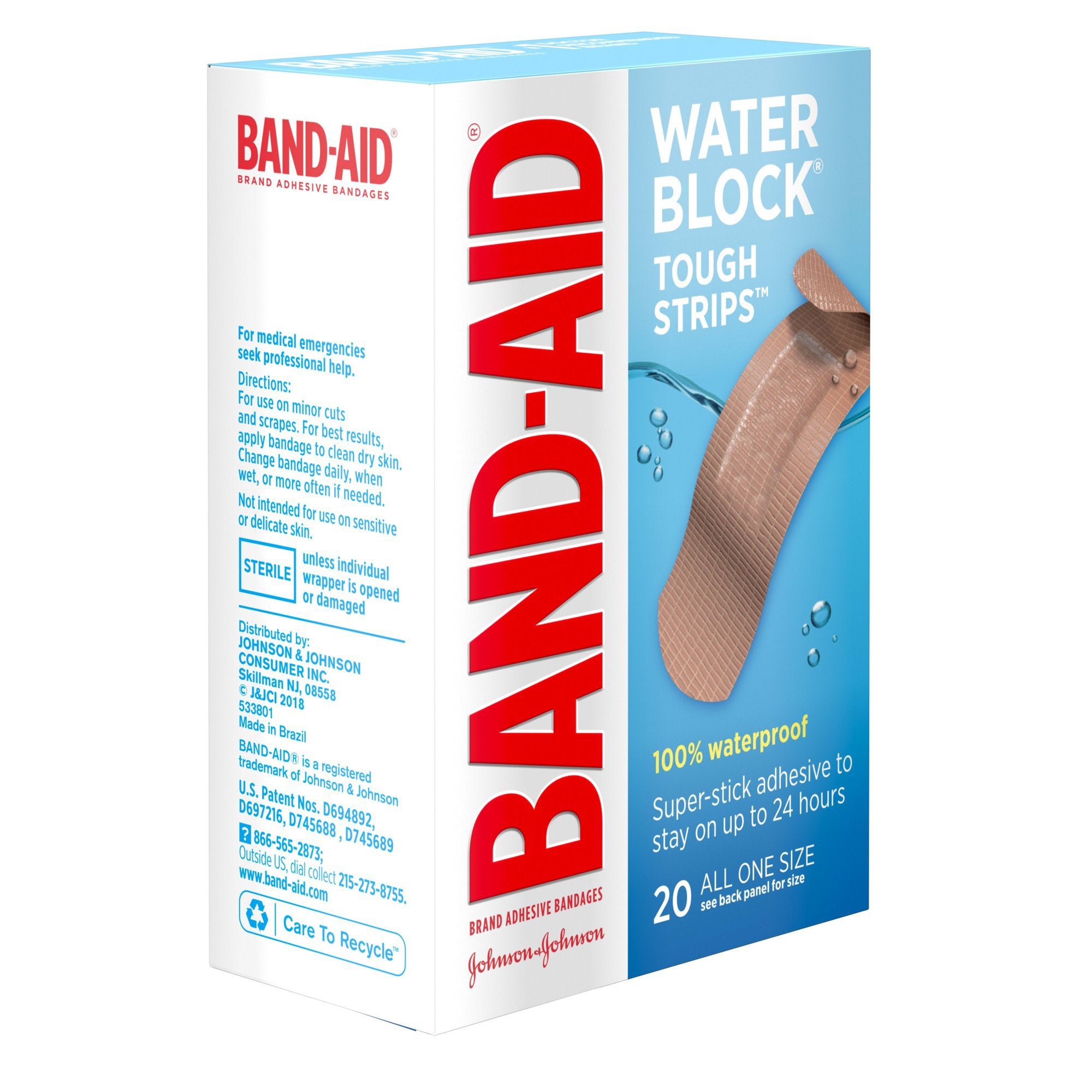 Adhesive Strip Band-Aid Water Block Tough Strips 1-3/4 X 4 Inch Plastic Rectangle Tan Sterile