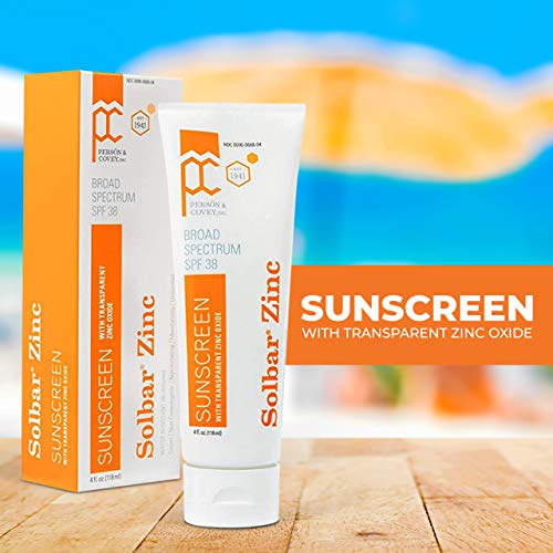 SOLBAR Sunscreen Zinc Unscented Transparent Cream SPF 38, 4 oz