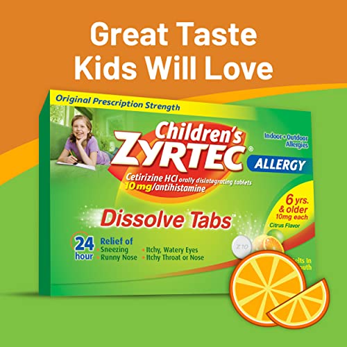 Zyrtec Children's 24 HR Dissolving Allergy Relief Tablets with Cetirizine, Citrus Flavored, 12 ct
