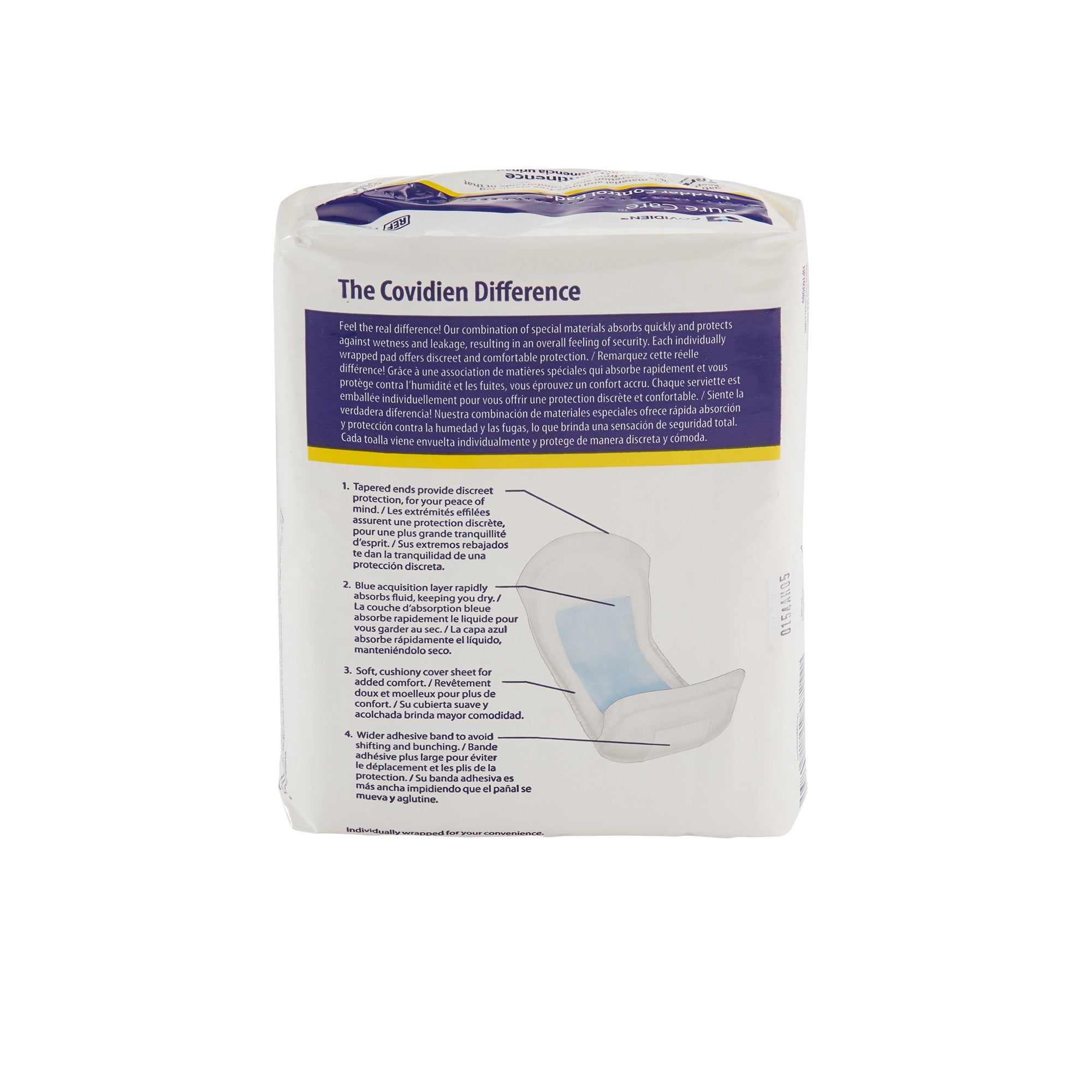 Bladder Control Pad Sure Care 4 X 10-3/4 Inch Moderate Absorbency Polymer Core One Size Fits Most