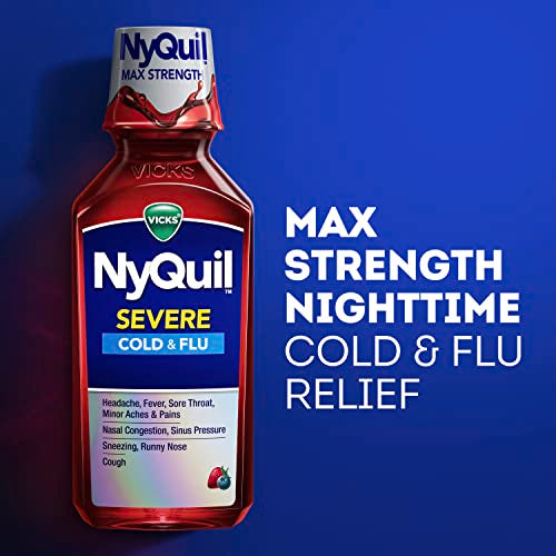 Vicks NyQuil Severe Cold & Flu Nighttime Relief Berry Flavor Liquid 8 Fl Oz