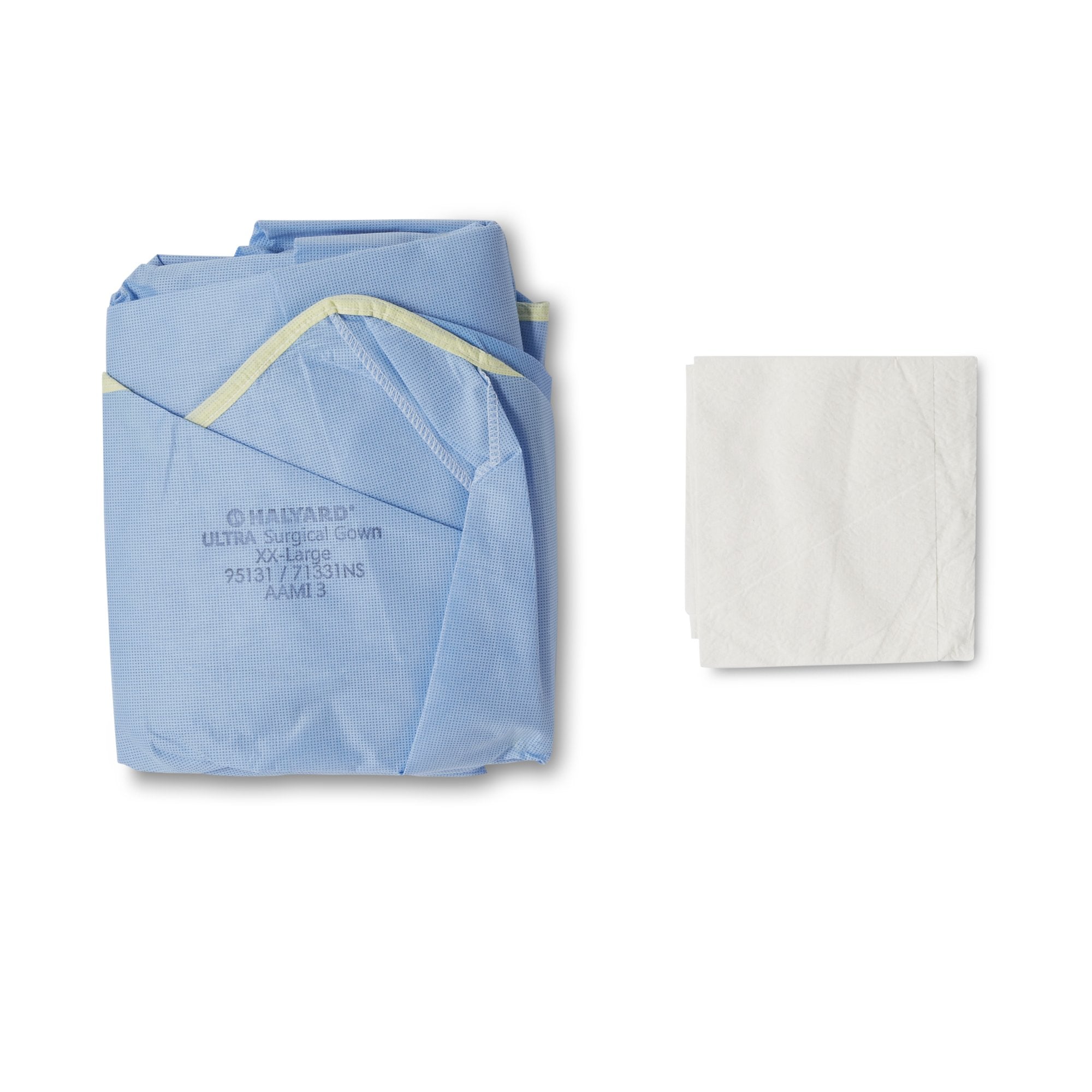 Non-Reinforced Surgical Gown with Towel ULTRA 2X-Large Blue Sterile AAMI Level 3 Disposable