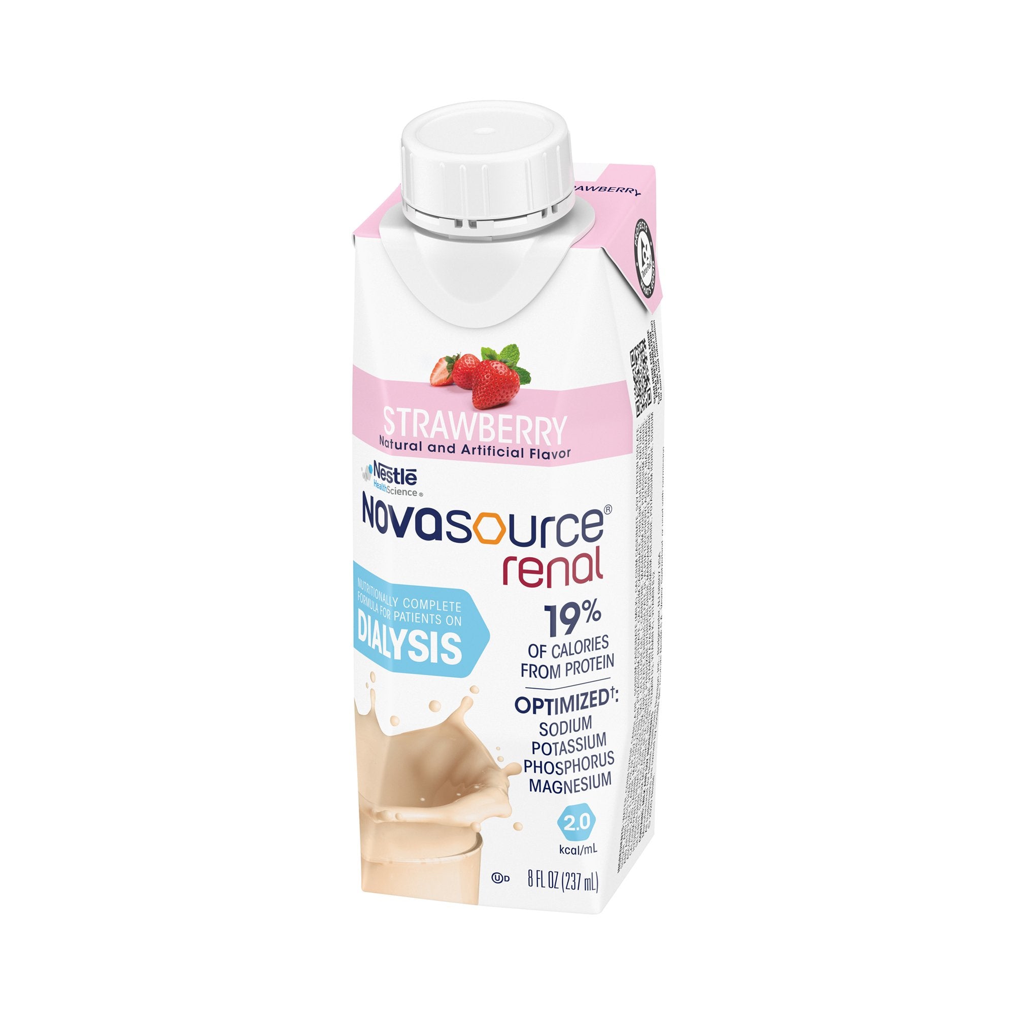 Oral Supplement Novasource Renal Strawberry Flavor Liquid 8 oz. Carton