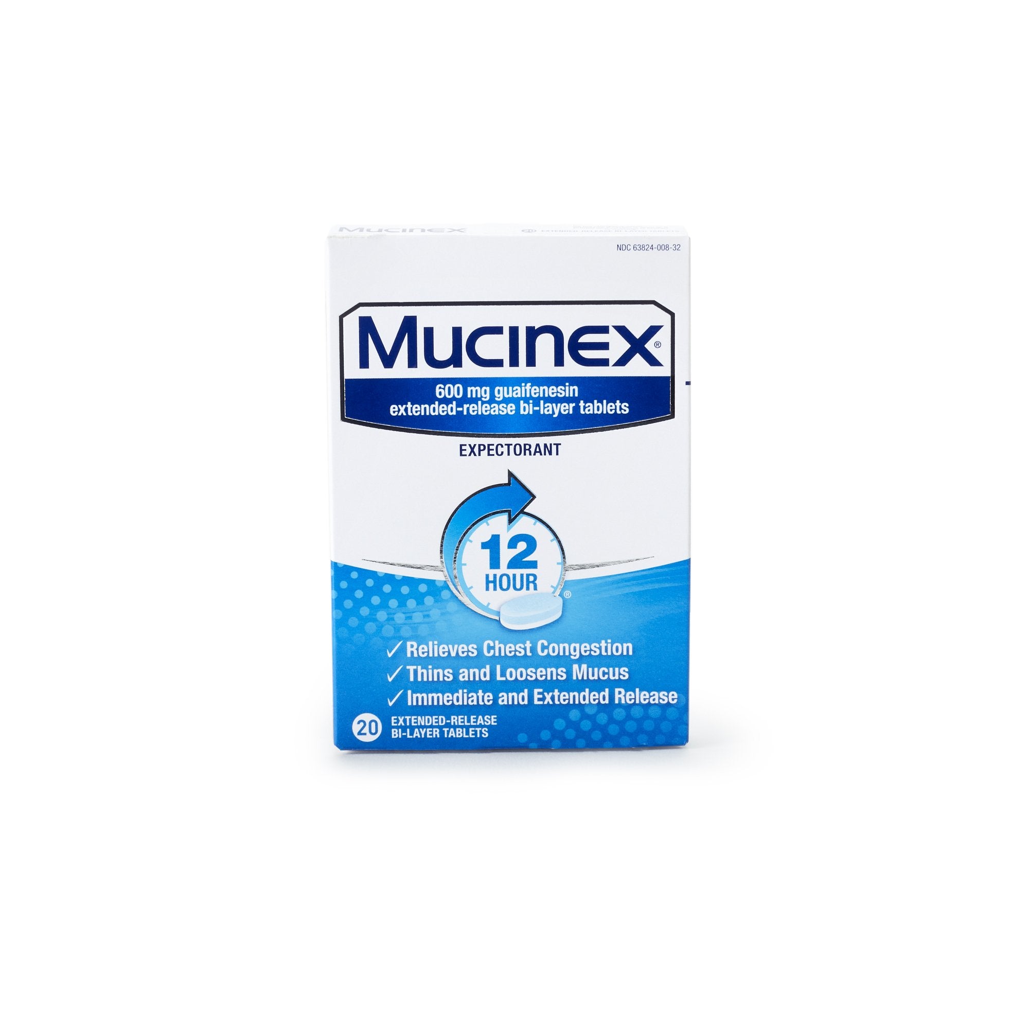 Cold and Cough Relief Mucinex 600 mg Strength Tablet 20 per Box