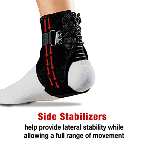 ACE Ankle Brace with Side Stabilizers, Adjustable, Black, 1/Pack