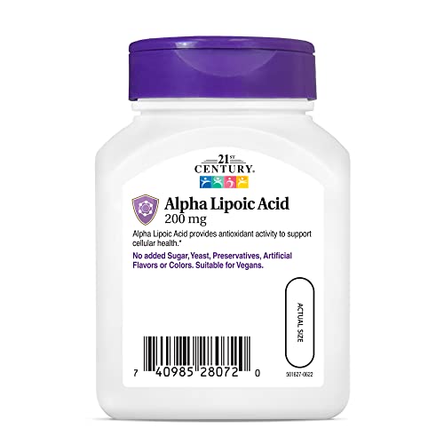 21st Century HealthCare Alpha Lipoic Acid 200 mg, 60 Count Vegetarian Capsules