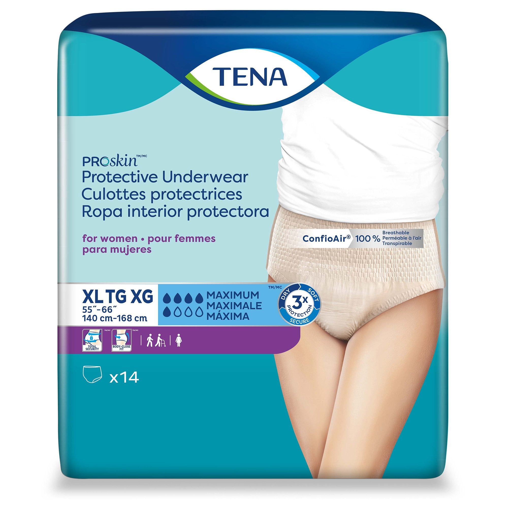 Female Adult Absorbent Underwear TENA ProSkin Protective Pull On with Tear Away Seams X-Large Disposable Moderate Absorbency