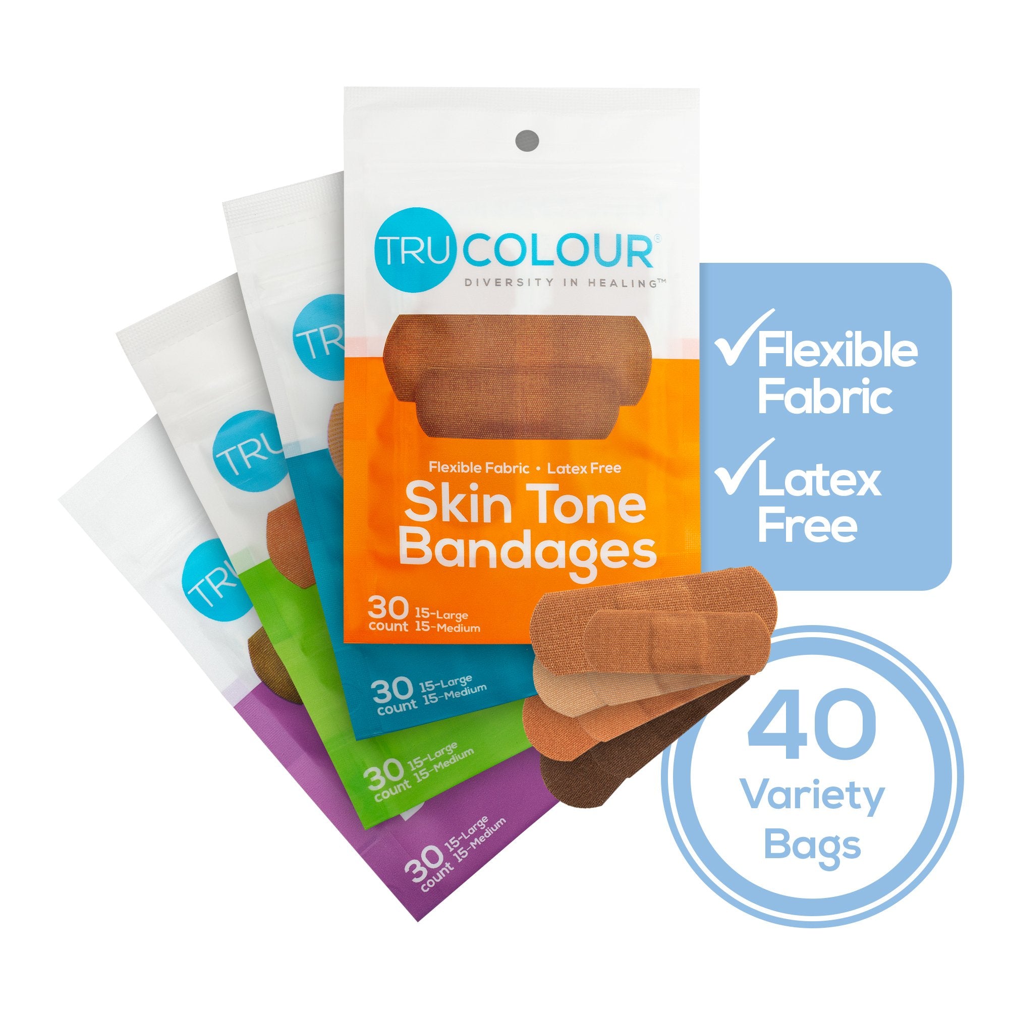 Adhesive Strip Tru-Colour 1 X 3 Inch Fabric Rectangle Beige / Olive / Brown / Dark Brown Sterile