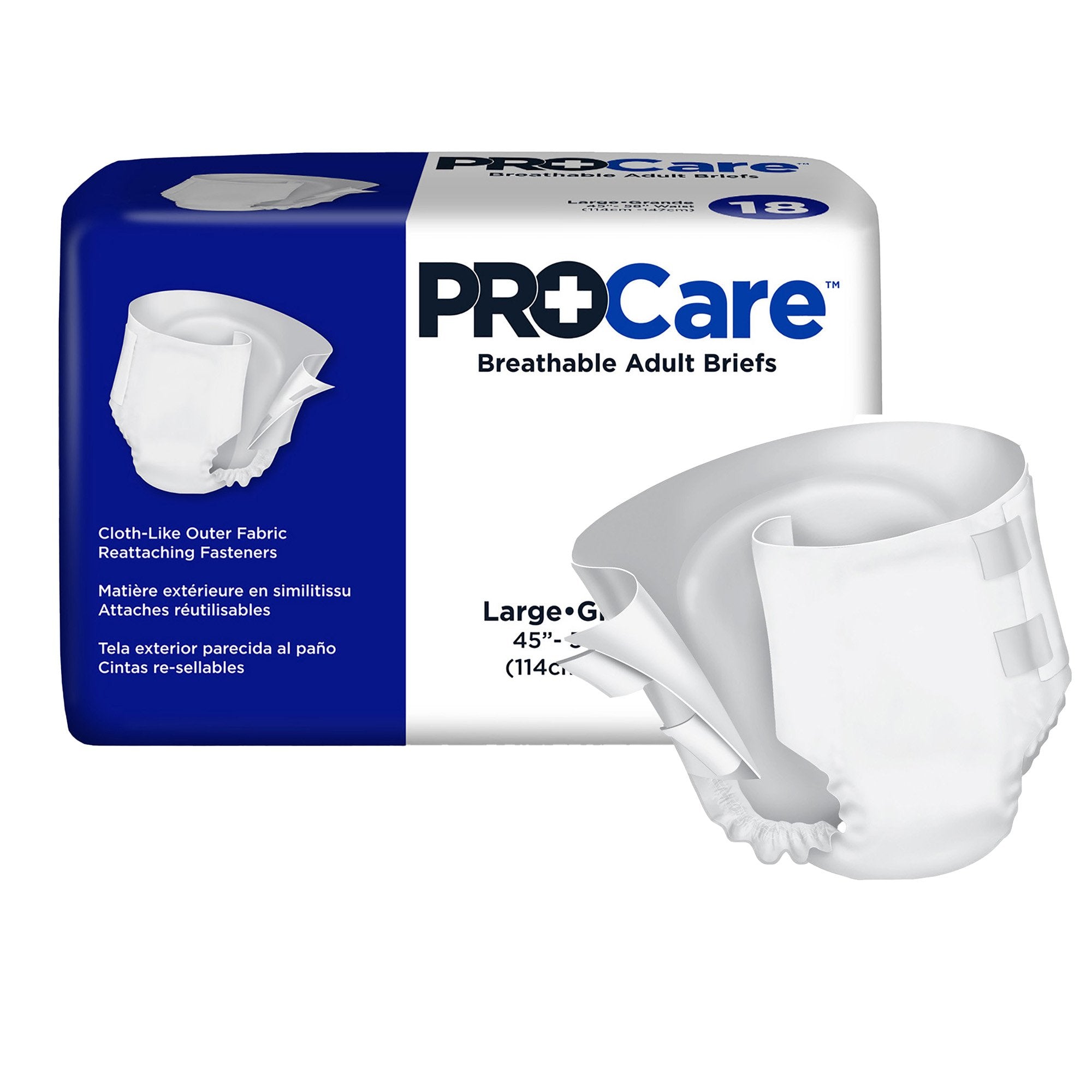 Unisex Adult Incontinence Brief ProCare Large Disposable Heavy Absorbency