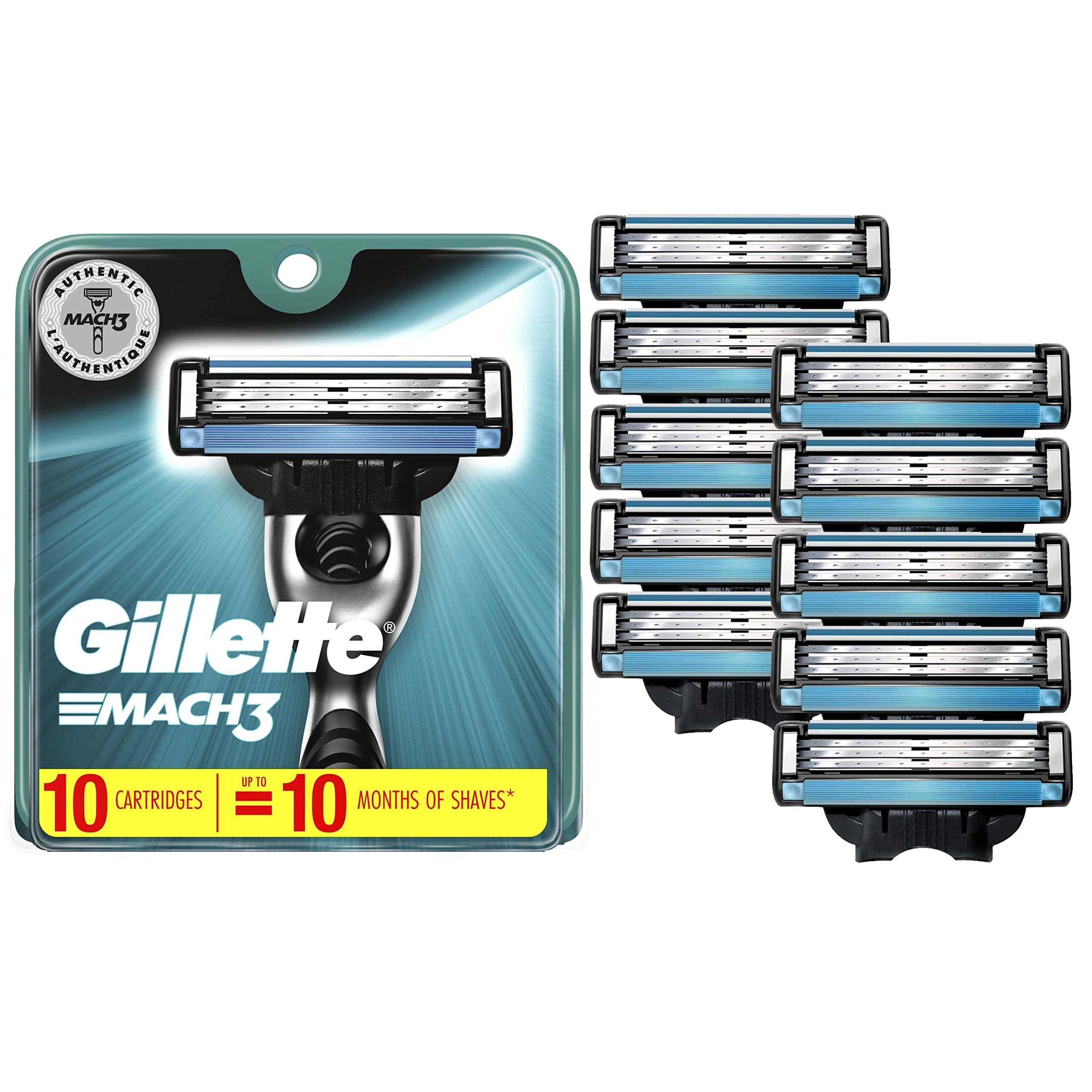 Gillette Mach3 Mens Razor Blade Refills, 10 Count