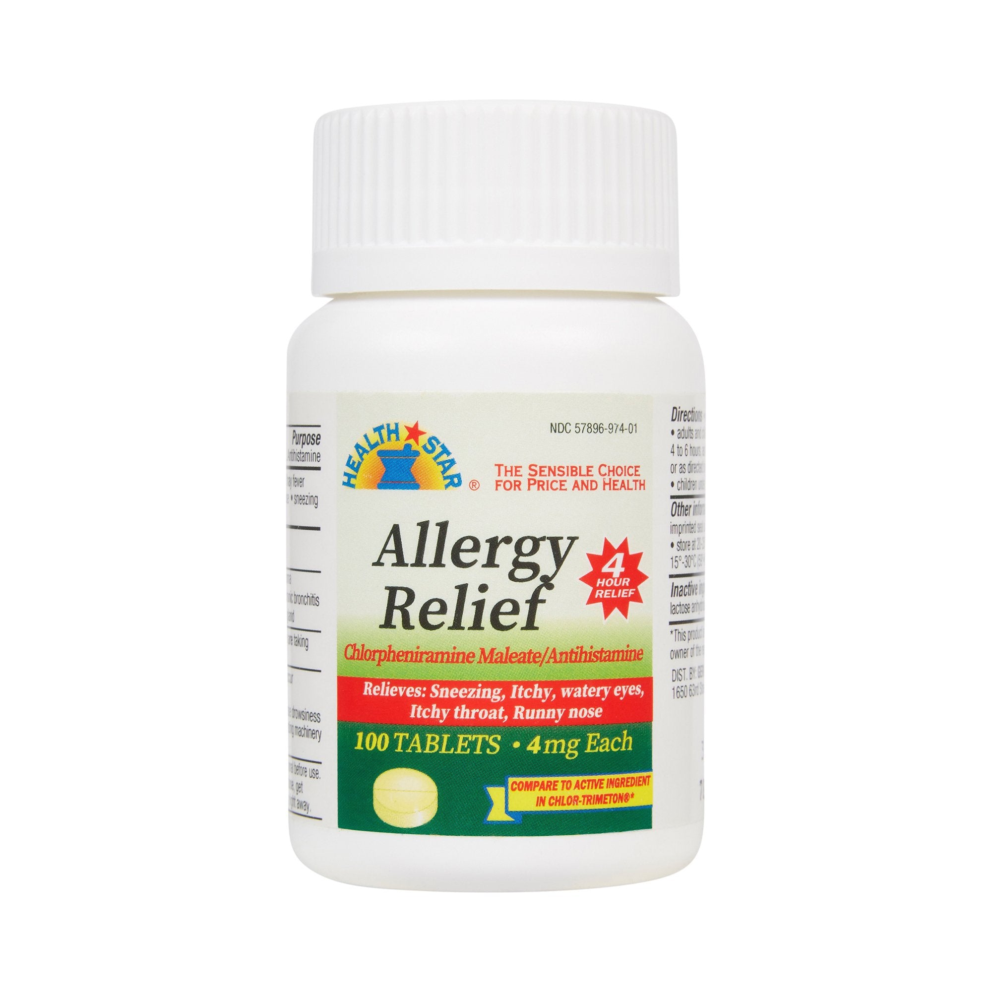 Allergy Relief McKesson Brand 4 mg Strength Tablet 100 per Bottle