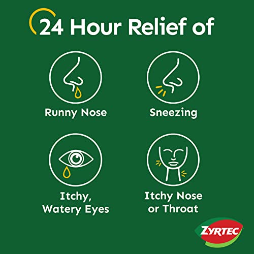 Zyrtec 24 Hour Allergy Relief Chewable Tablets, 10 mg Antihistamine Cetirizine HCl per Tablet, Medicine Relieves Hay Fever & Indoor & Outdoor Allergy Symptoms, Dye-Free, 24 Ct