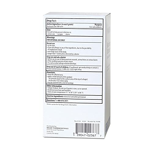 Major Bacitracin Ointment First Aid Antibiotic: 0.9g Packets: Box of 144 Made in The USA