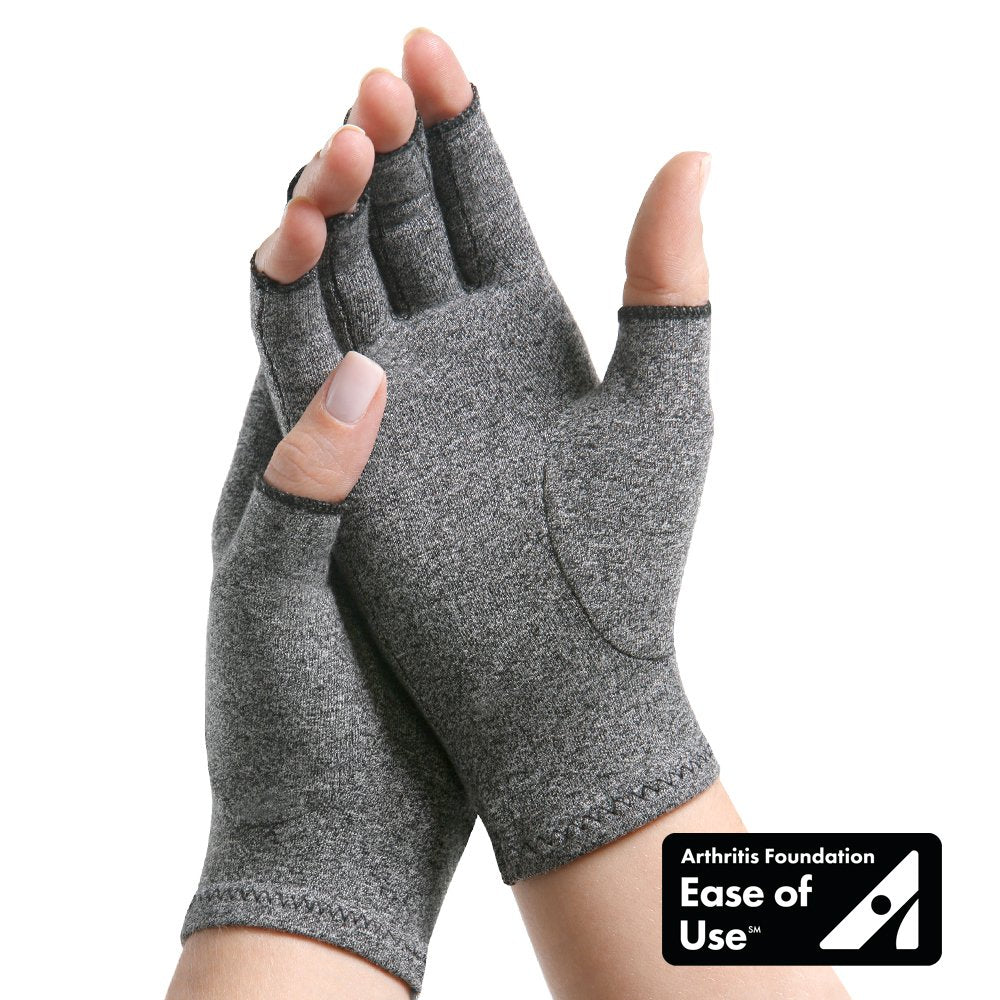 Arthritis Gloves IMAK Compression Open Finger Large Over-the-Wrist Length Hand Specific Pair Cotton / Lycra