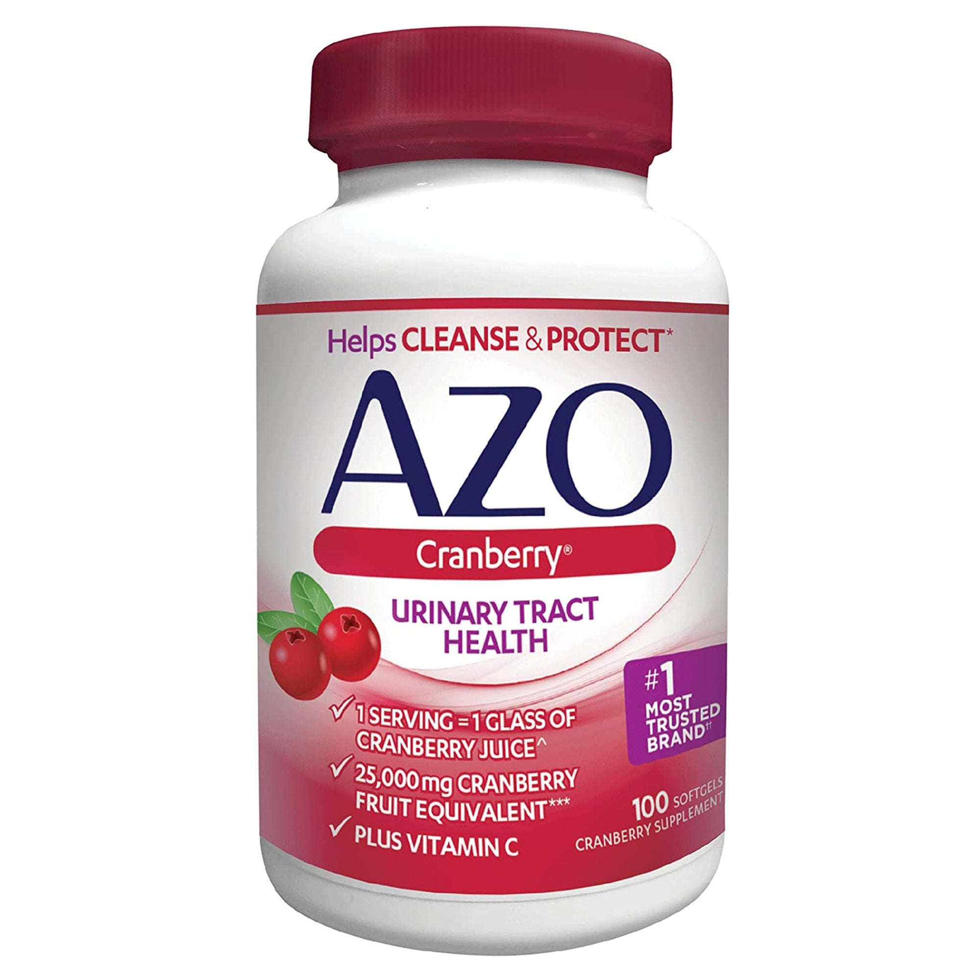 Urinary Tract Health Dietary Supplement AZO Vitamin C (as ascorbic acid) / Cranberry (Vaccinium macrocarpon) Whole Fruit Powder 120 mg - 500 mg Strength Softgel 100 per Bottle