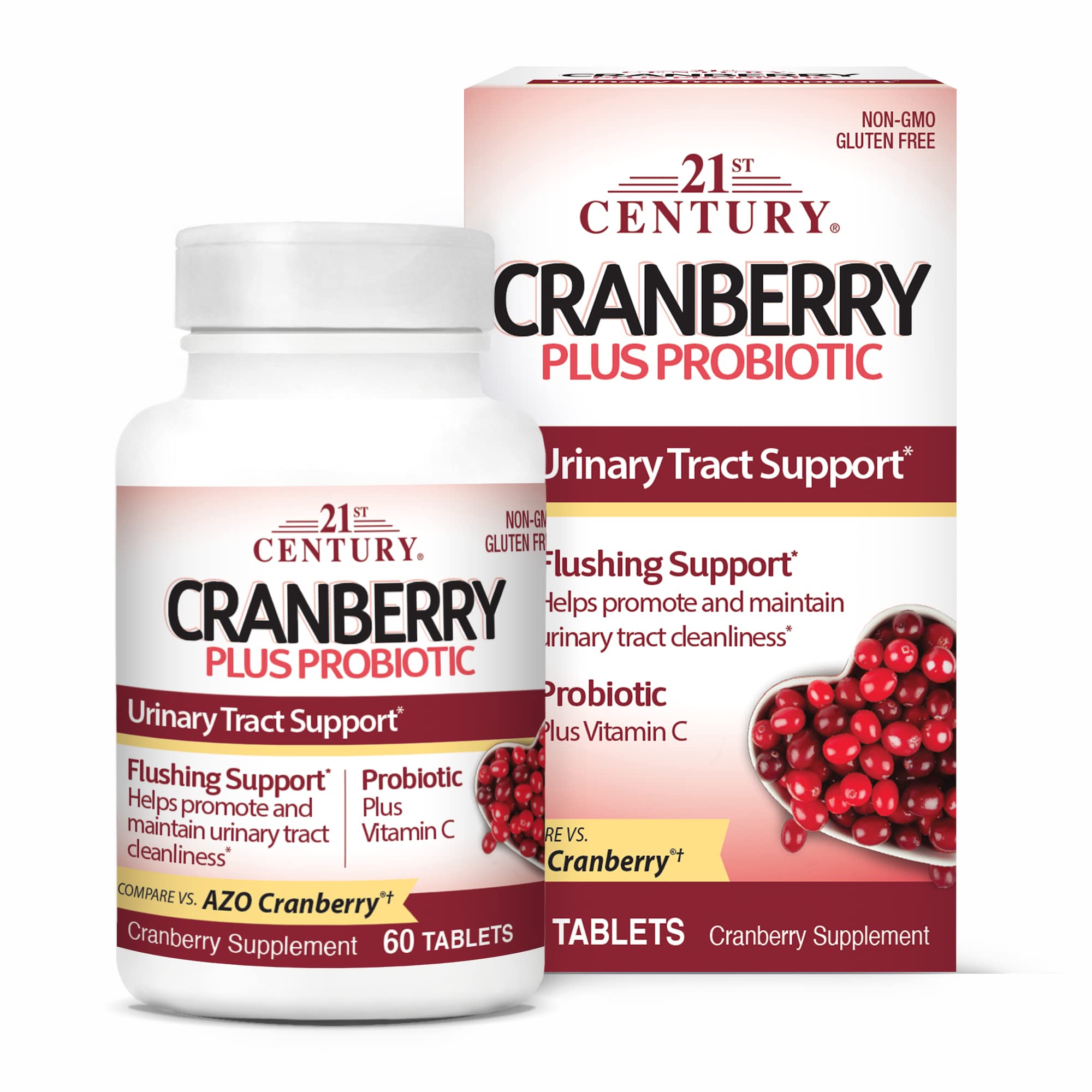 21st Century Cranberry Plus Probiotic Tablets, 60 Count