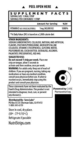 NUTRI-STRIPS ImmunD3 Vitamin D3 40,000iu Rapid Activation Delivery Oral Strips 12 Count