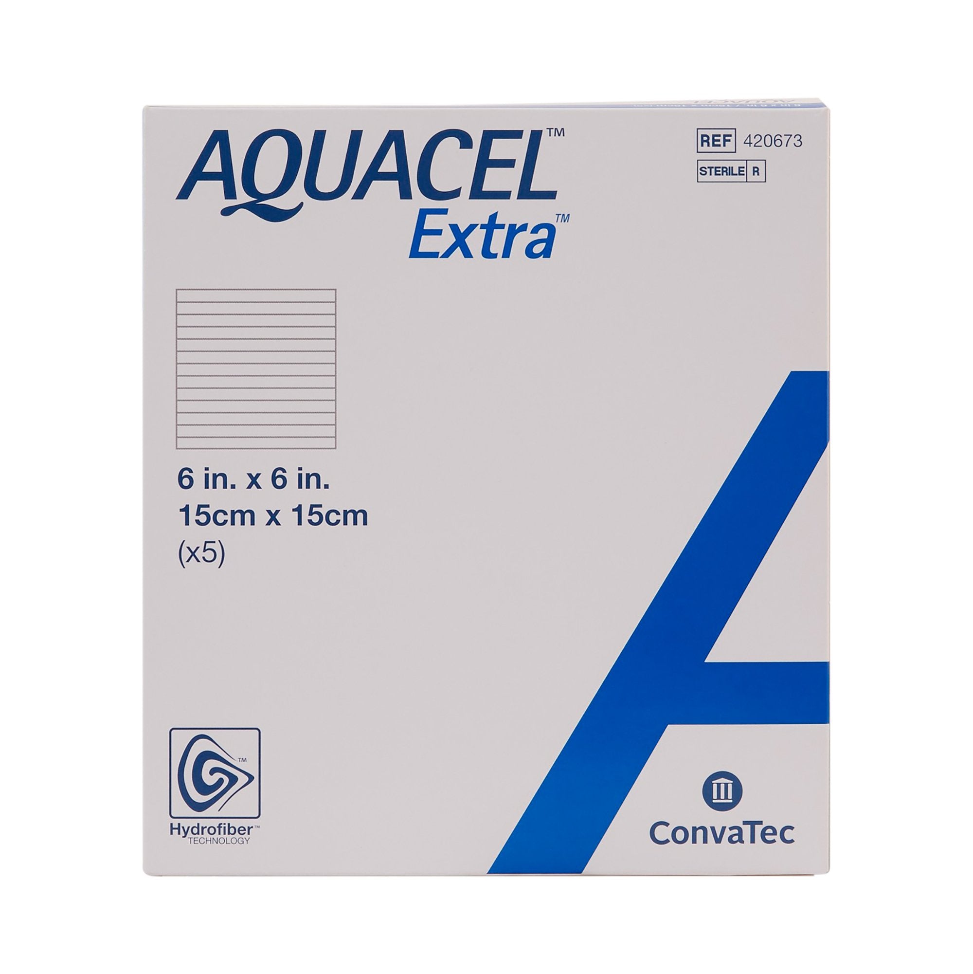 Hydrofiber Dressing Aquacel Extra Hydrofiber (Sodium Carboxymethylcellulose) 6 X 6 Inch