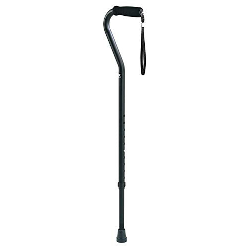 Carex Health Brands Offset Designer Walking Cane, Height Adjustable Cane with Wrist Strap, Latex Free Soft Cushion Handle, Supports 250lbs, Black
