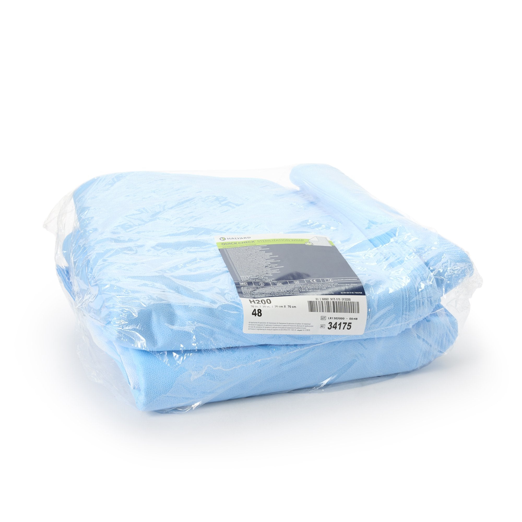 QUICK CHECK* H200 Sterilization Wrap White / Blue 30 X 30 Inch Dual Layer SMS Polypropylene Steam / EO Gas / Hydrogen Peroxide
