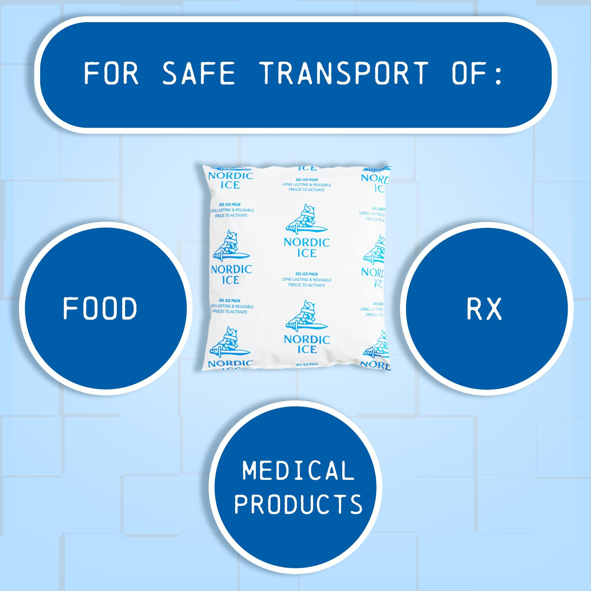 Refrigerant Gel Pack Nordic Ice 1 X 5-1/2 X 6-1/2 Inch, 16 oz. For Safe Transport of Food, Pharmaceuticals and Medical Products