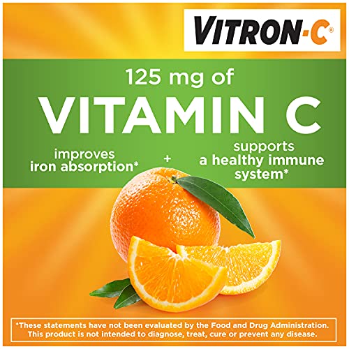 Vitron-C Iron Supplement, Once Daily, High Potency Iron Plus Vitamin C, Dye Free Tablets, 60 Count