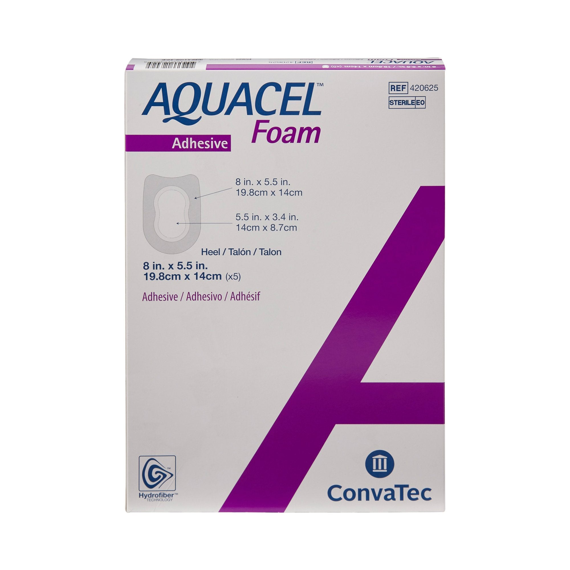 Foam Dressing Aquacel 5-1/2 X 8 Inch With Border Film Backing Silicone Adhesive Heel Sterile