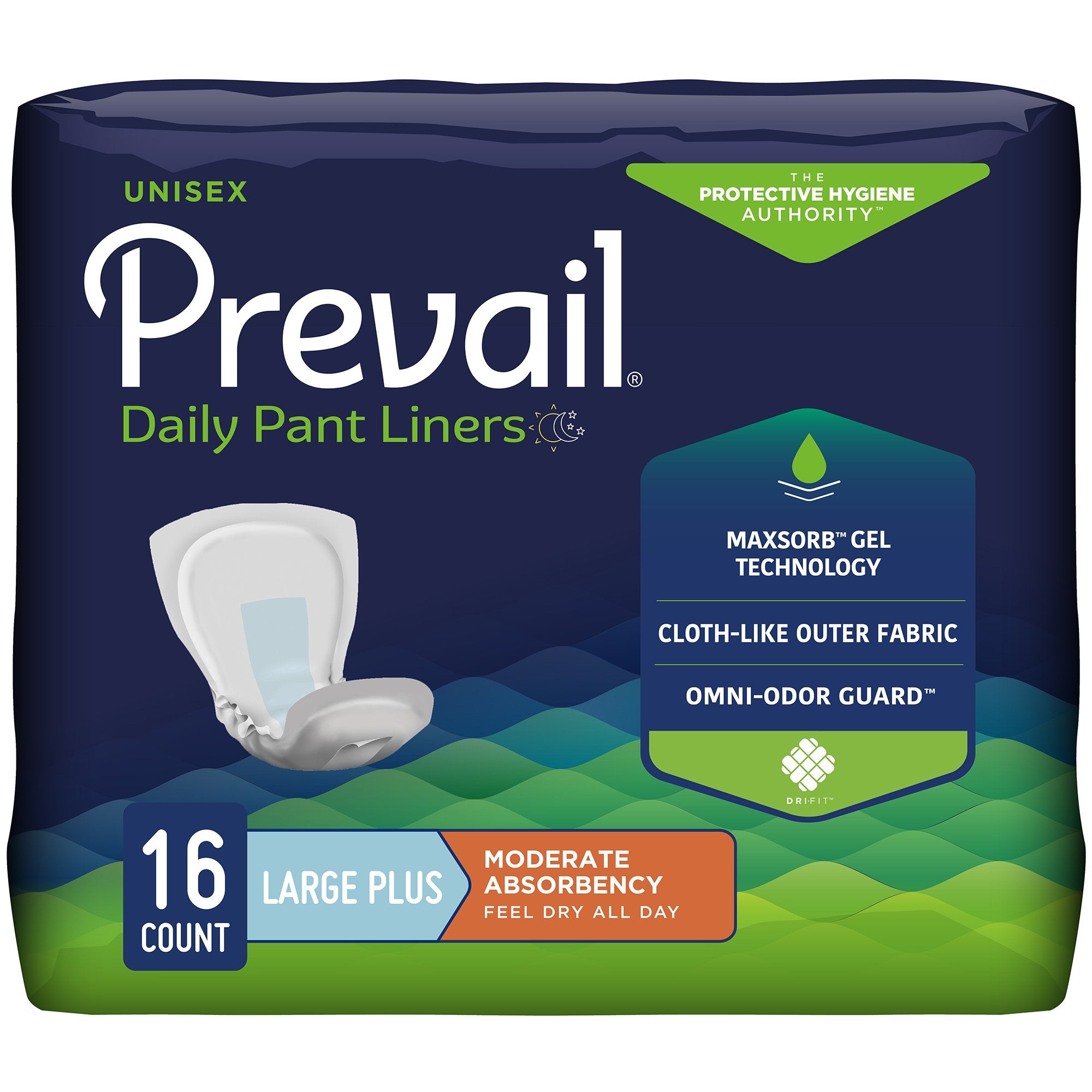 Bladder Control Pad Prevail Daily Pant Liners 28 Inch Length Moderate Absorbency Polymer Core Large Plus