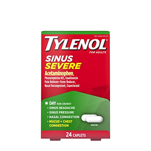 Tylenol Sinus Severe Daytime Caplets with Acetaminophen, Guaifenesin & Phenylephrine HCl, 24 ct