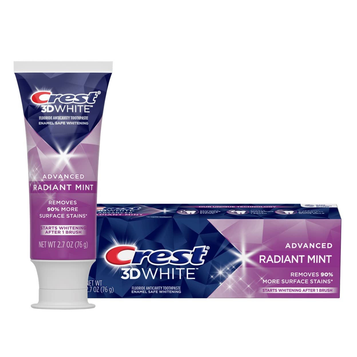 Crest 3D White Radiant Mint, Teeth Whitening Toothpaste, 2.7 oz