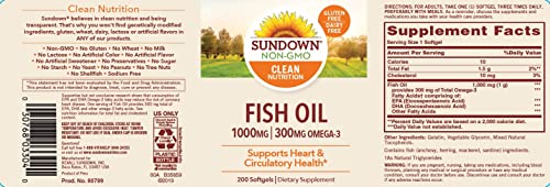 Sundown Fish Oil 1000 mg, 200 Softgels