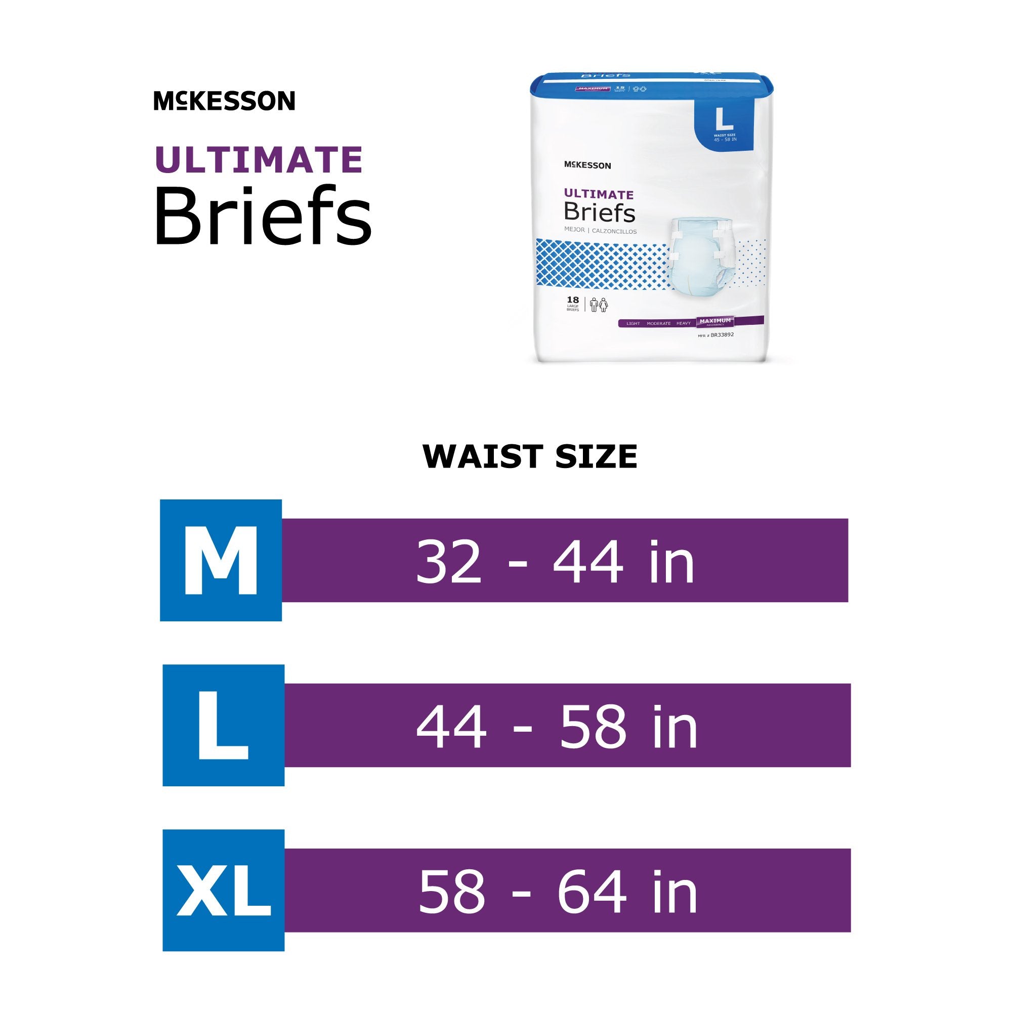 Unisex Adult Incontinence Brief McKesson X-Large Disposable Heavy Absorbency