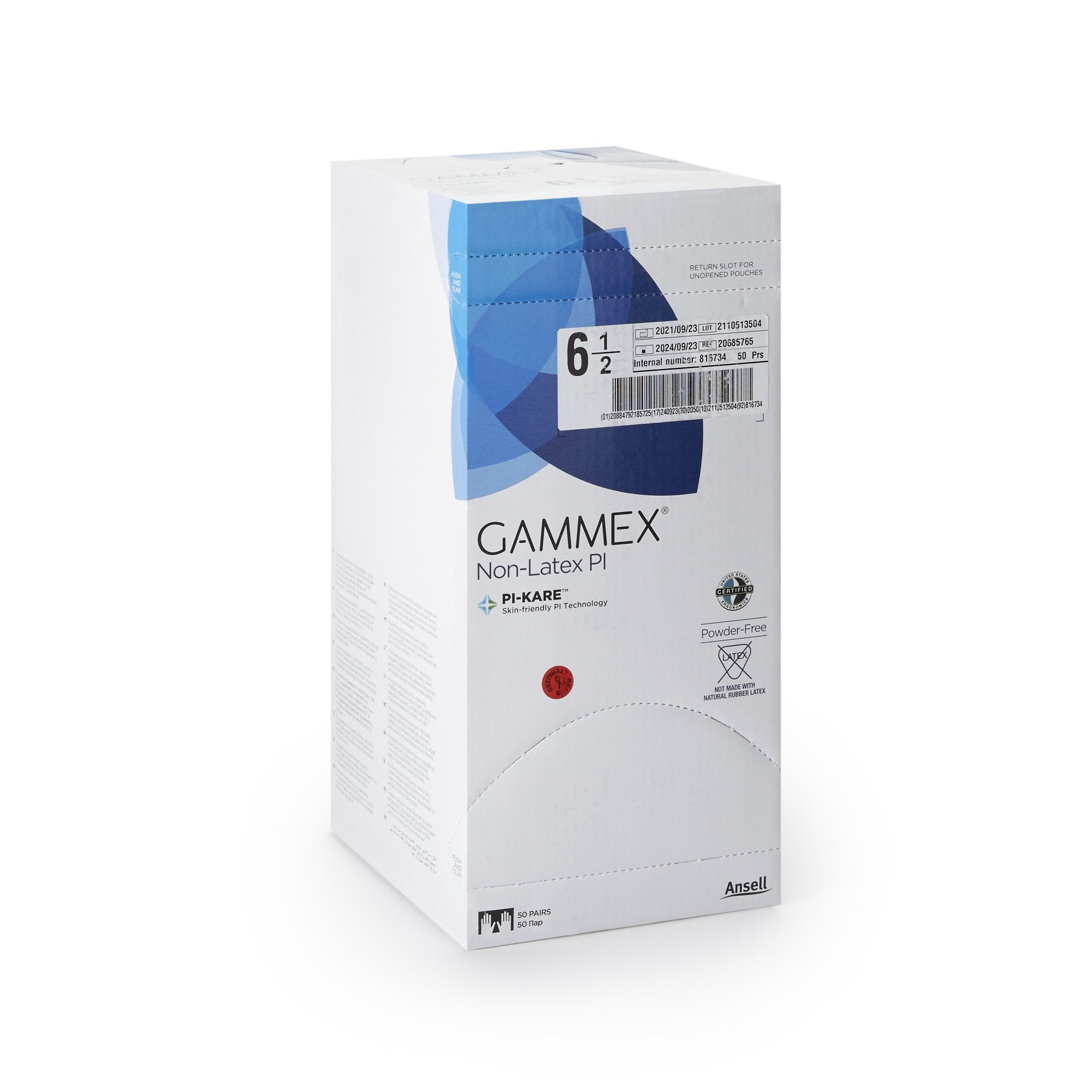 Surgical Glove GAMMEX Non-Latex PI Size 6.5 Sterile Polyisoprene Standard Cuff Length Micro-Textured White Chemo Tested