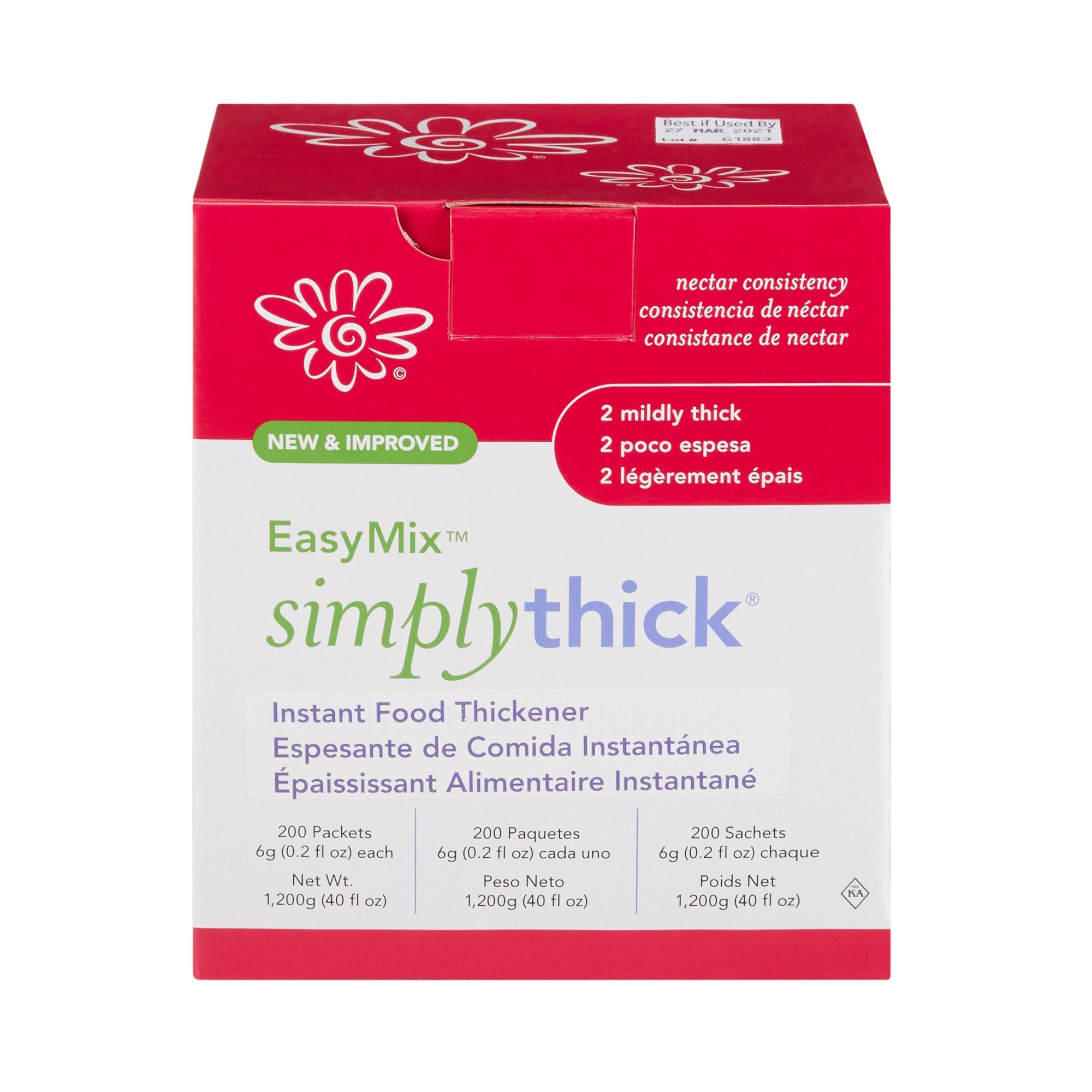 Food and Beverage Thickener SimplyThick Easy Mix 6 Gram Individual Packet Unflavored Gel IDDSI Level 2 Mildly Thick
