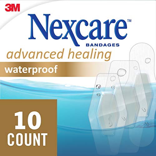 Nexcare Advanced Healing Waterproof Bandages, Assorted Sizes, 10 Count