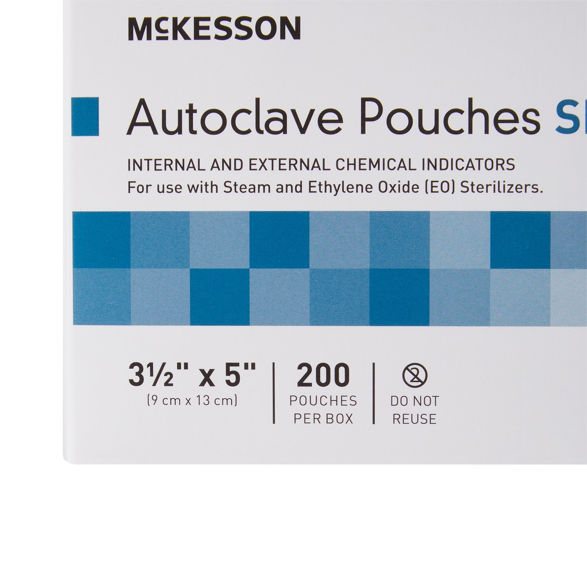 Sterilization Pouch McKesson Ethylene Oxide (EO) Gas / Steam 3-1/2 X 5 Inch Transparent Blue / White Self Seal Paper / Film