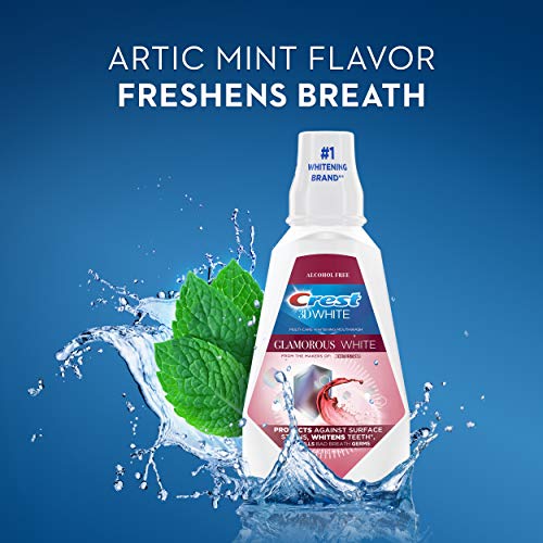 Crest 3D White Glamorous White Multi-Care Whitening Fresh Mint/Arctic mint Flavor Mouthwash 8 Fl Oz (Pack of 6),(Packaging may vary)