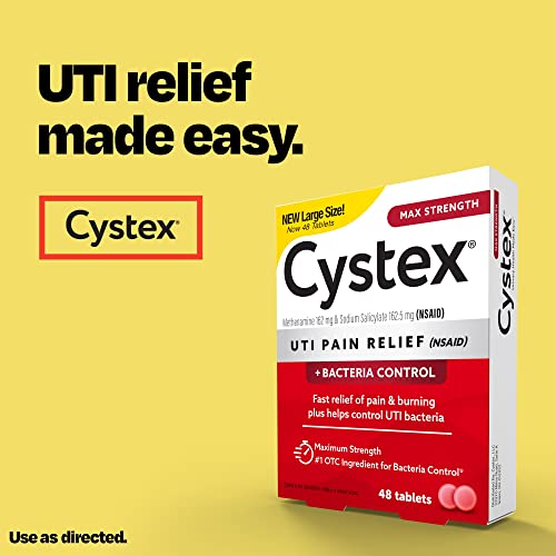 Cystex UTI Pain Relief, Maximum Strength, Relieves Pain & Urgency of Urinating, FSA HSA Eligible & Approved, 48 Count