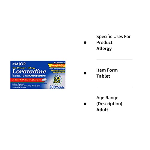 Major Allergy Loratadine 10mg, 300 Tablets