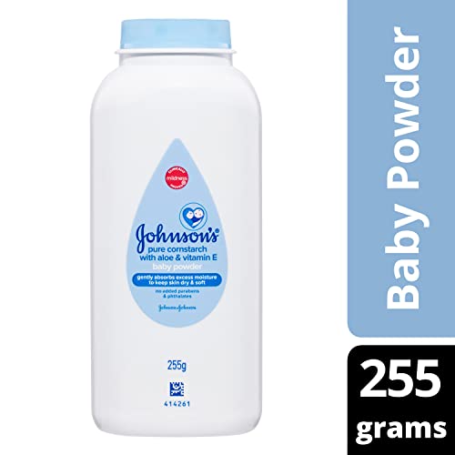 Johnson's Baby Powder with Naturally Derived Cornstarch Aloe & Vitamin E, Hypoallergenic, 9 oz