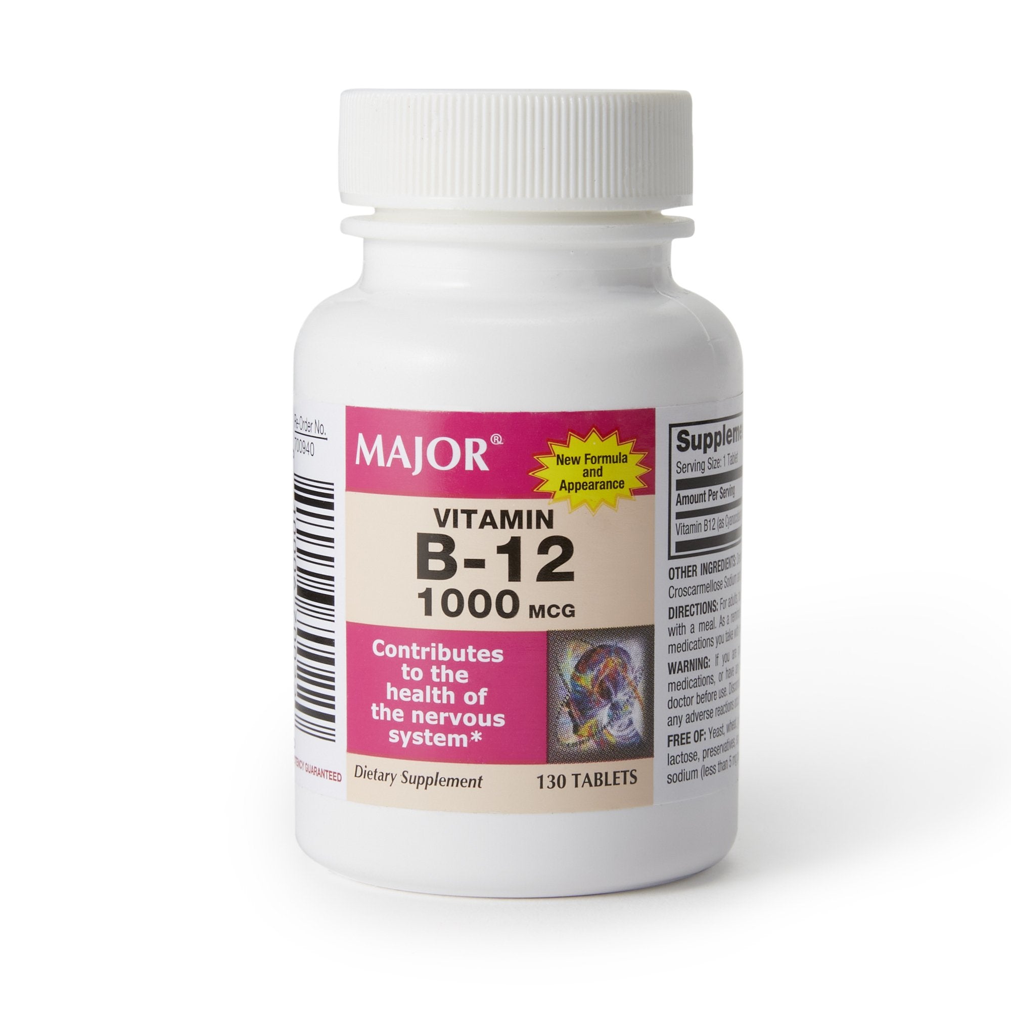 Vitamin Supplement Major Vitamin B12 1000 mcg Strength Tablet 130 per Bottle