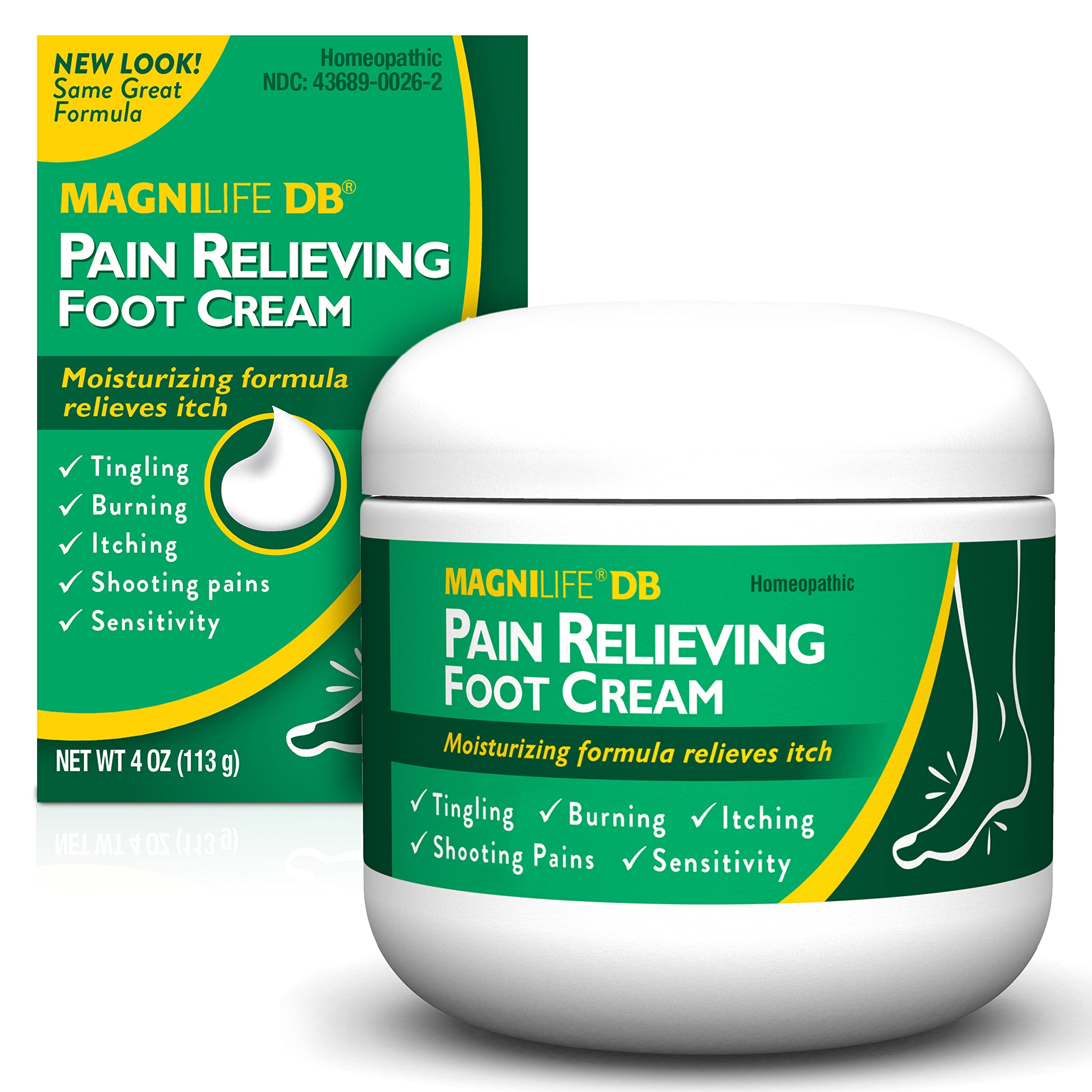 MagniLife DB Pain Relieving Foot Cream, Calming Relief for Burning, Tingling, Shooting & Stabbing Foot Pain, Moisturizing Foot Cream Suitable for Diabetic and Sensitive Skin - 4oz