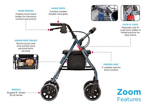 NOVA Medical Products Zoom Rollator Walker , 22 Inch (Pack of 1)