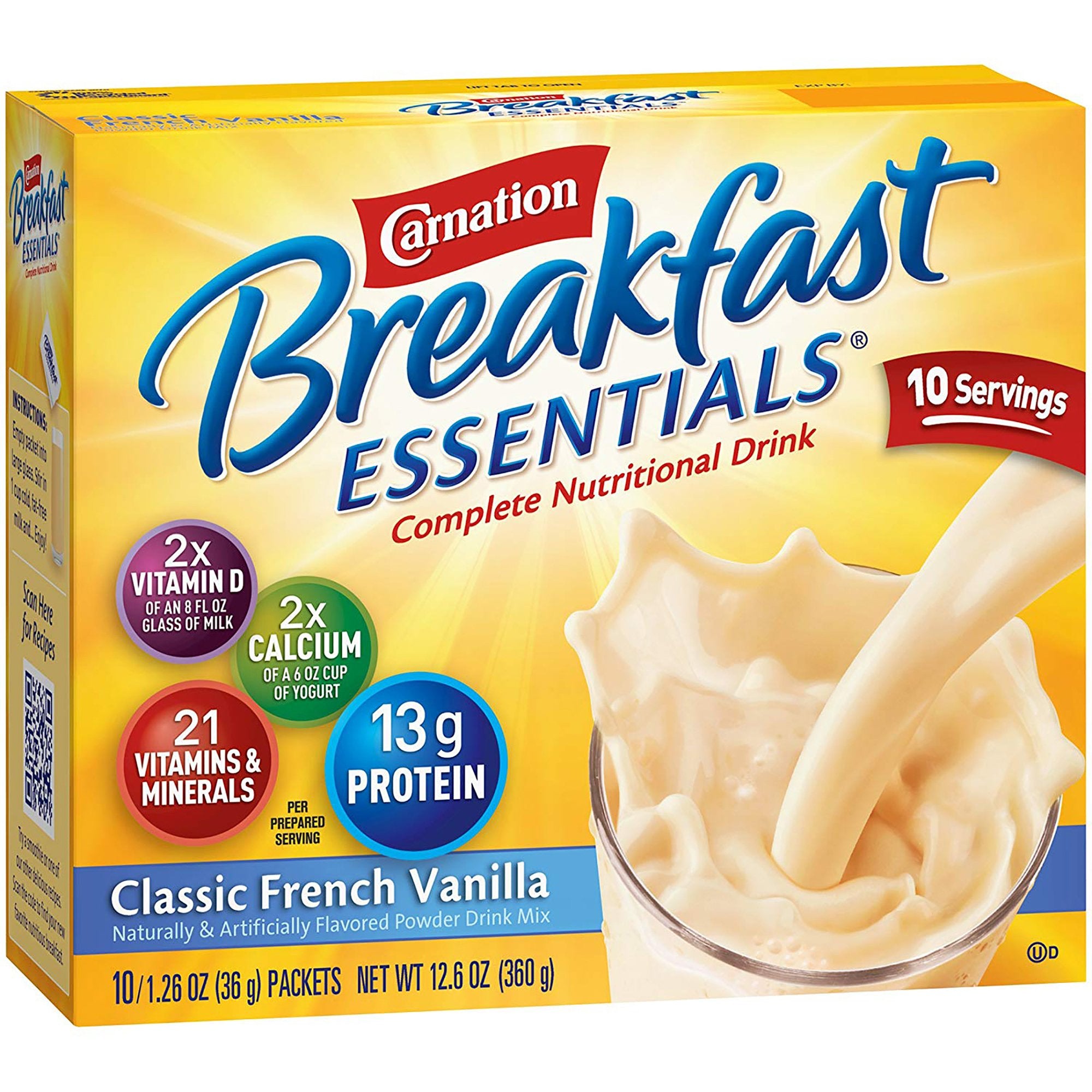 Oral Supplement Carnation Breakfast Essentials French Vanilla Flavor Powder 1.26 oz. Individual Packet